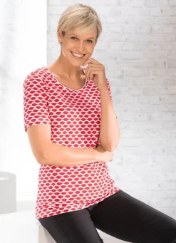 BADER Shirt mit interessanter zweifarbiger Struktur in 2 Farben ROT-WEISS