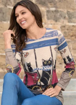 Best BADER Shirt mit "Katzenmotiv" MULTICOLOR
