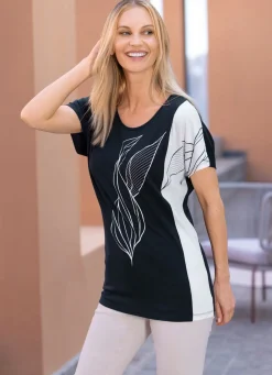 Hot BADER Shirt mit kontrastfarbenem Druck MARINE-WEISS