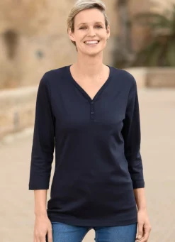Sale BADER Shirt mit kurzer Knopfleiste NACHTBLAU