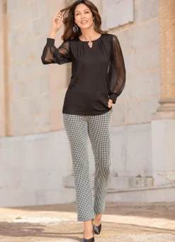 Online BADER Shirt mit langen Chiffonärmeln SCHWARZ