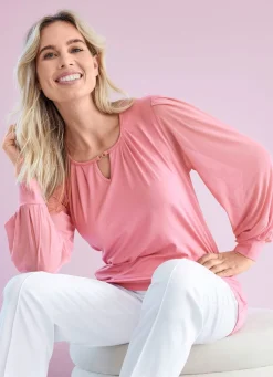 Discount BADER Shirt mit langen Chiffonärmeln ROSENHOLZ