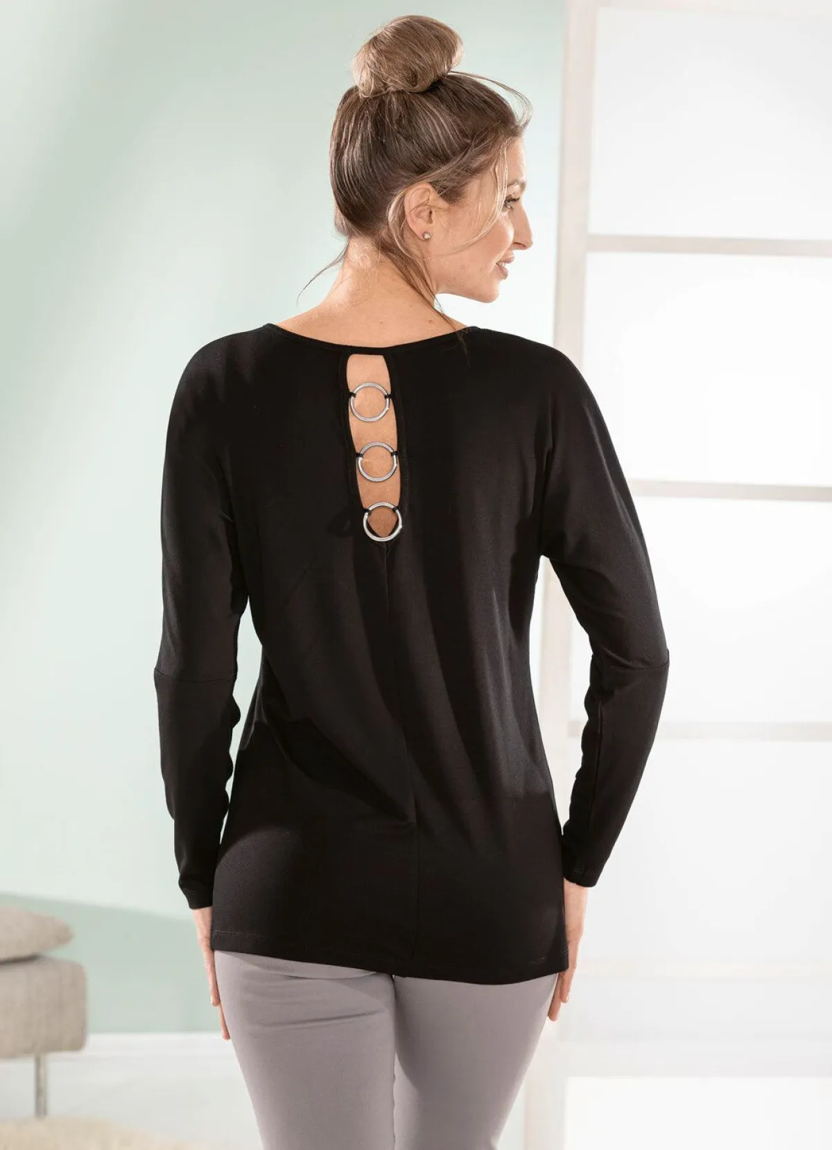 Outlet BADER Shirt mit langen Fledermausärmeln SCHWARZ