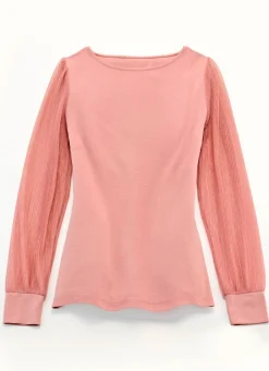 Sale BADER Shirt mit langen, plissierten Chiffonärmeln ROSENHOLZ