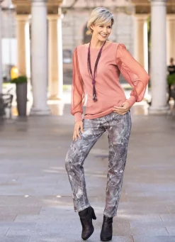 Sale BADER Shirt mit langen, plissierten Chiffonärmeln ROSENHOLZ