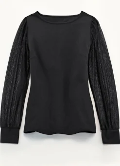 Clearance BADER Shirt mit langen, plissierten Chiffonärmeln SCHWARZ