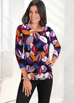 New KLAUS MODELLE MADE IN GERMANY Shirt mit 3/4-langen Ärmeln SCHWARZ-BUNT