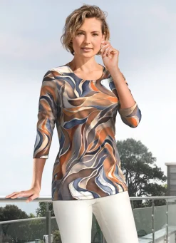 KLAUS MODELLE MADE IN GERMANY Shirt mit 3/4-langen Ärmeln in 4 Farben CAMEL-BRAUN