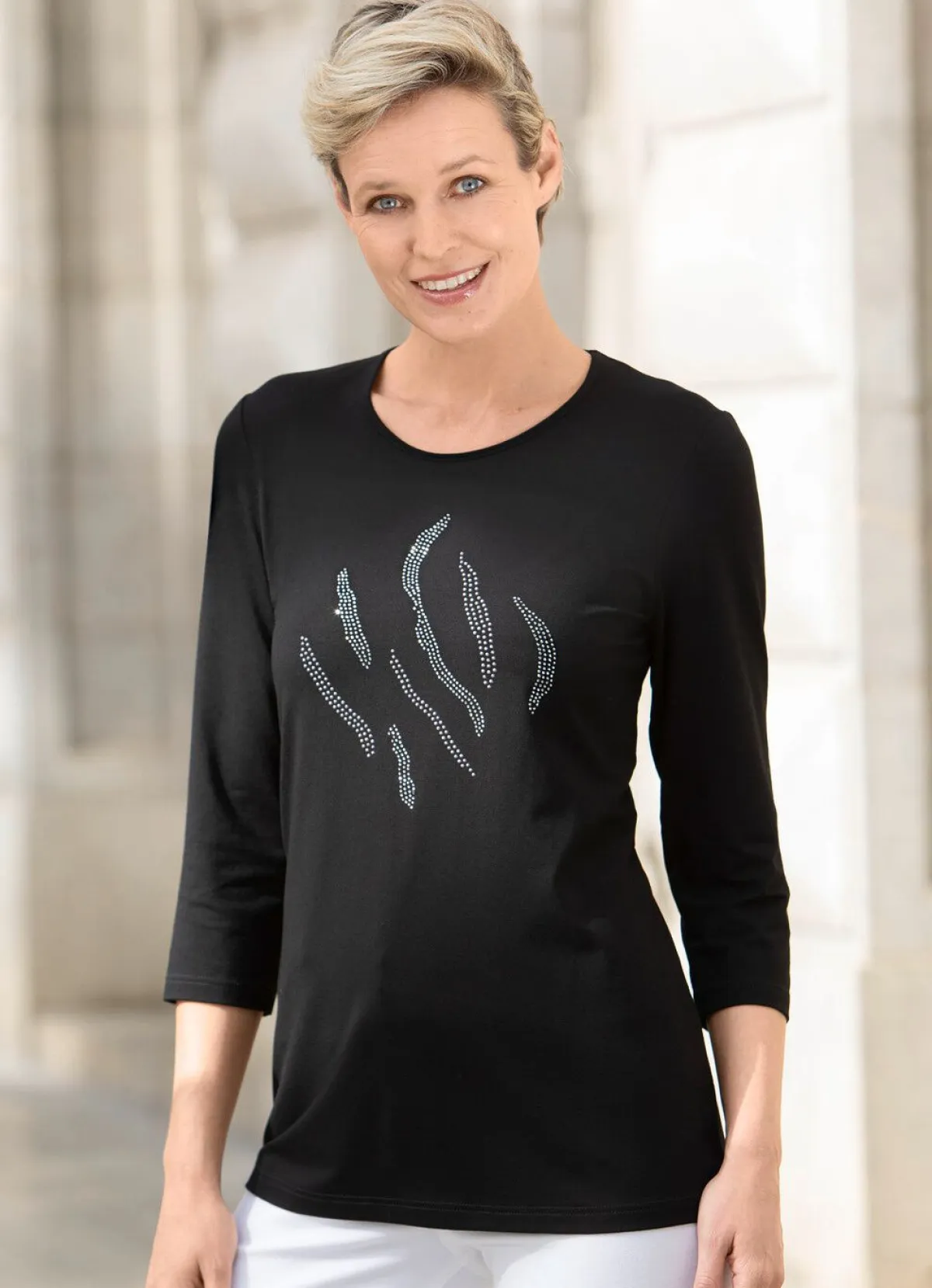 New BADER Shirt mit 3/4-langen Ärmeln in 3 Farben SCHWARZ