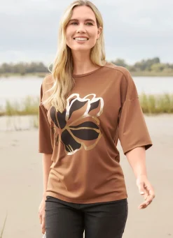 Outlet Tizia Shirt mit Motiv-Druck COGNAC