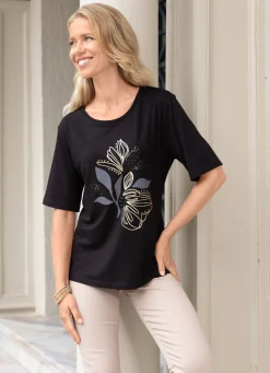 Clearance BADER Shirt mit Paillettenzier SCHWARZ