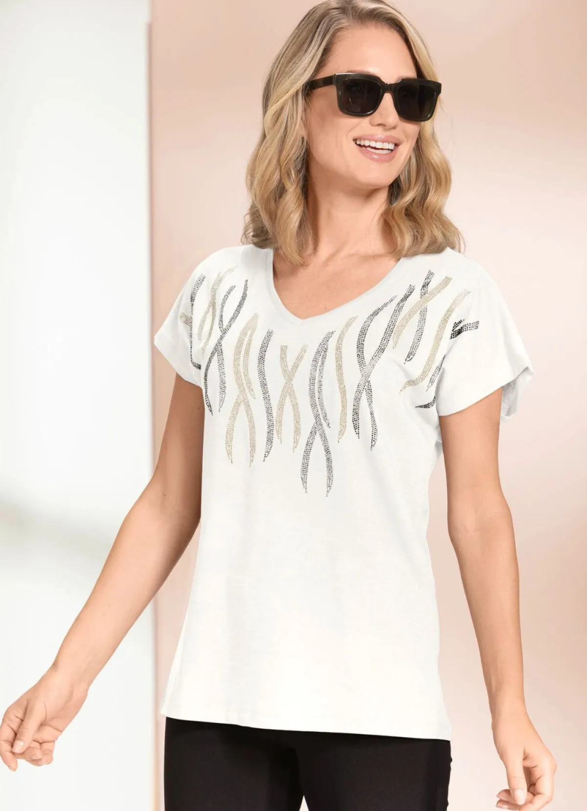 Clearance BADER Shirt mit Plättchenzier ECRU