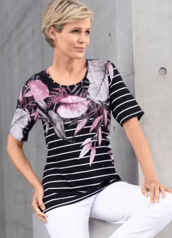 BADER Shirt mit Plättchenzier SCHWARZ-ANTHRAZIT-ROSENHOLZ