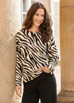 Sale BADER Shirt mit Plättchenzier im Vorderteil SCHWARZ-BEIGE