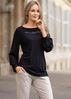 Sale BADER Shirt mit raffinierten Faltenabschlüssen SCHWARZ