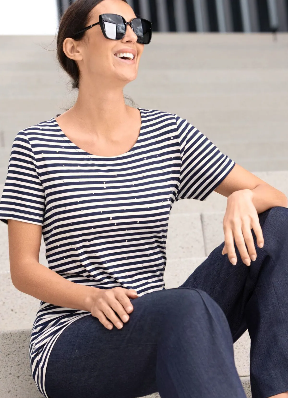 Discount laurakent Shirt mit Ringeldessin MARINE-WEISS