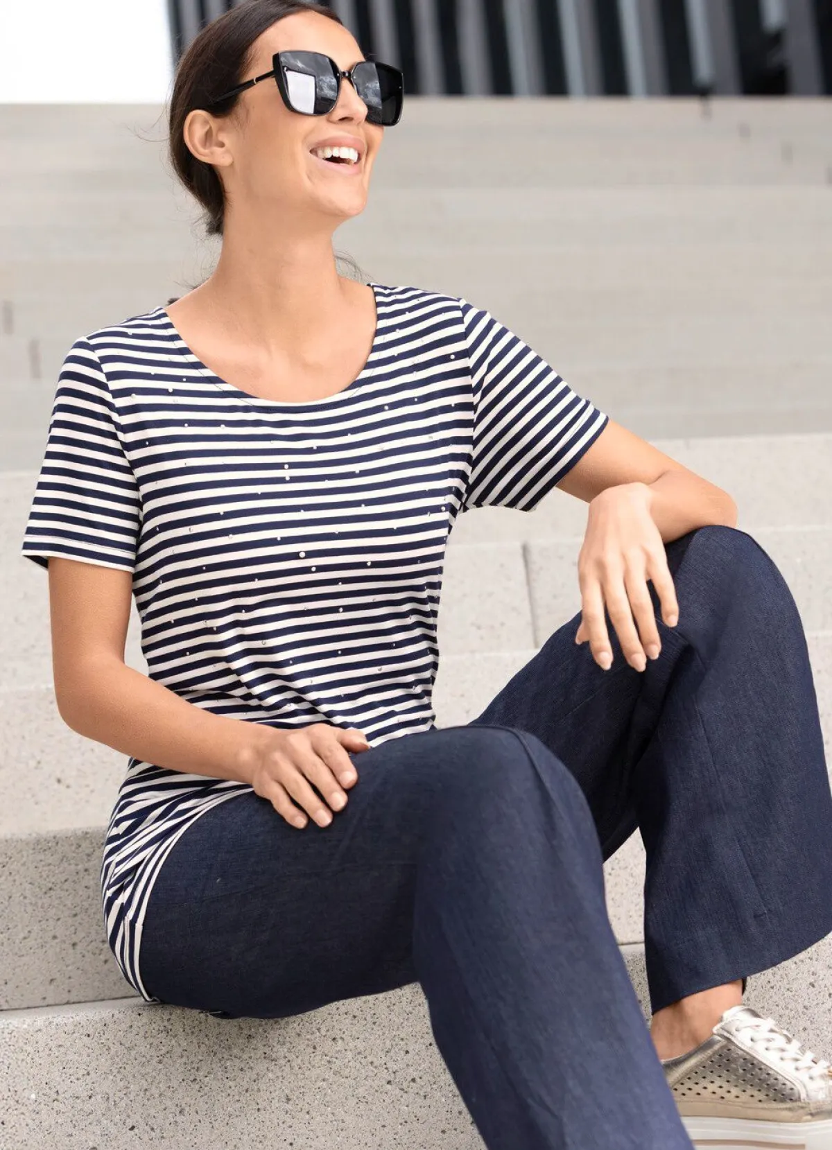 Discount laurakent Shirt mit Ringeldessin MARINE-WEISS
