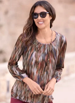 Hot BADER Shirt mit rundem Halsausschnitt TERRAKOTTA-LILA-GRAU