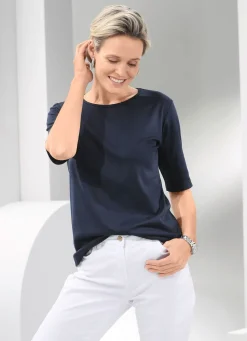 Sale BADER Shirt mit rundem Halsausschnitt in 10 Farben MARINE