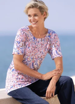 Sale laurakent Shirt mit rundem Halsausschnitt ECRU-ROSÉ-BLEU