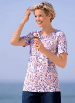 Sale laurakent Shirt mit rundem Halsausschnitt ECRU-ROSÉ-BLEU