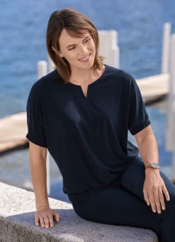 Hot B/ANCA Shirt mit rundem Halsausschnitt MARINE