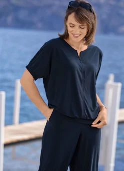 Hot B/ANCA Shirt mit rundem Halsausschnitt MARINE