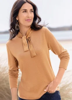 Sale BADER Shirt mit Satinschleife CAMEL