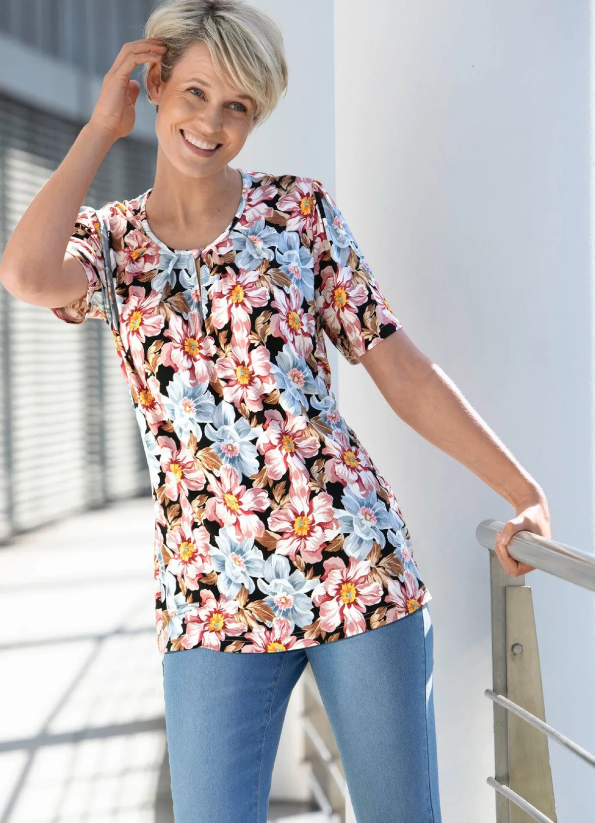 Clearance BADER Shirt mit Schlingenknopfverschluss MULTICOLOR