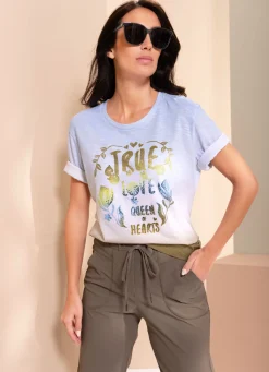 Outlet BADER Shirt mit Schmucksteinzier BLAU-ECRU-KHAKI-BUNT