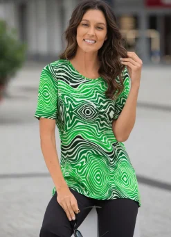 Clearance BADER Shirt mit silberfarbener Folie im Vorderteil in 2 Farben GRÜN-WEISS