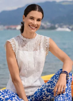 Clearance laurakent Shirt mit Spitzenbesatz ECRU