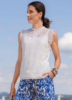 Clearance laurakent Shirt mit Spitzenbesatz ECRU