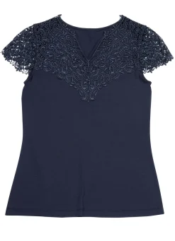 Hot Tizia Shirt mit Spitzenverarbeitung MARINE