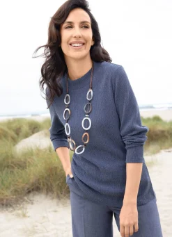 Outlet Tizia Shirt mit Stehkragen JEANSBLAU