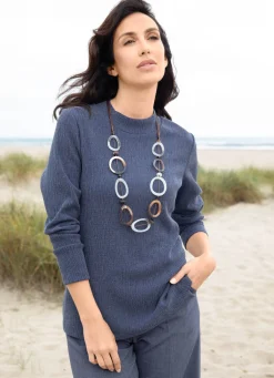 Outlet Tizia Shirt mit Stehkragen JEANSBLAU