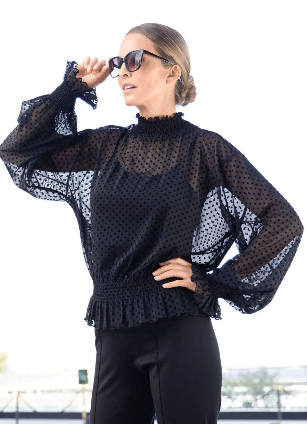 Sale Tizia Shirt mit Stehkragen SCHWARZ