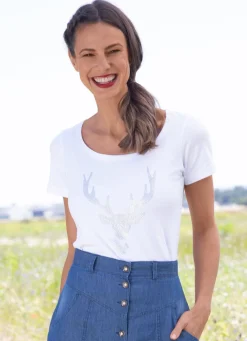 Outlet BADER Shirt mit Strassstein-Applikation WEISS