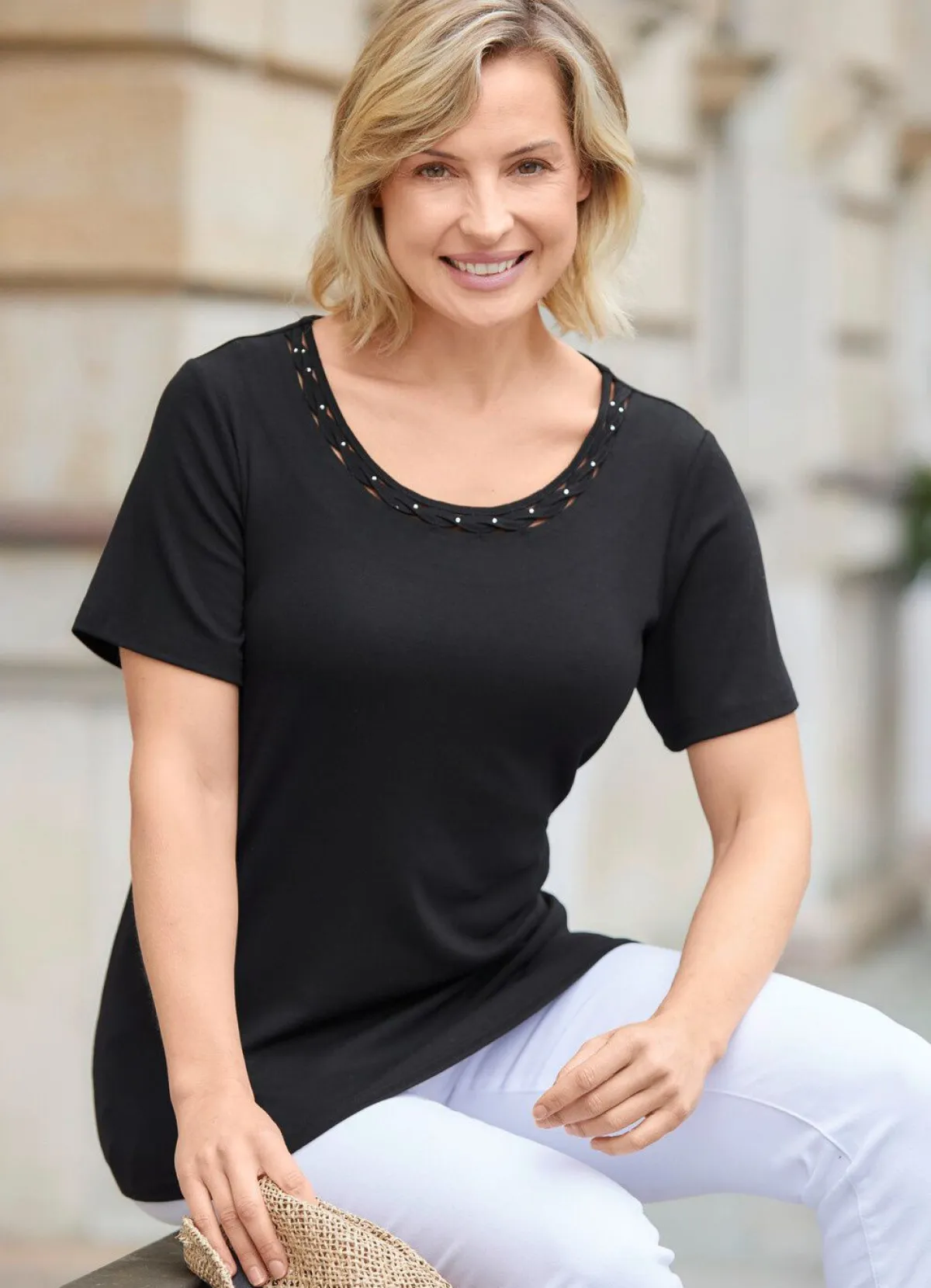 Hot BADER Shirt mit Strasssteinchen SCHWARZ