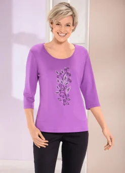 Outlet BADER Shirt mit Strasssteinen in 2 Farben LILA
