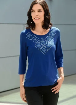 Sale BADER Shirt mit Strasszier im Vorderteil ROYALBLAU