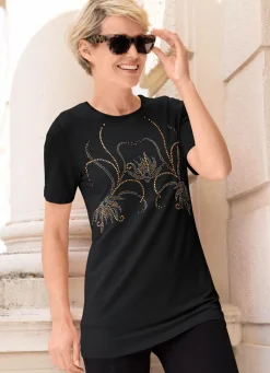 BADER Shirt mit Straßzier SCHWARZ