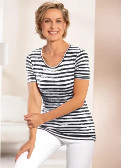 Sale BADER Shirt mit Streifen-Dessin in 2 Farben SCHWARZ-ECRU