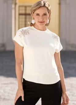 Best laurakent Shirt mit Tülleinsatz an der Schulterpartie ECRU
