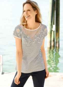 Hot BADER Shirt mit tollem Ringeldessin MARINE-WEISS