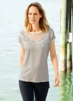 Hot BADER Shirt mit tollem Ringeldessin MARINE-WEISS