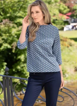 Sale RABE Shirt mit Turtleneck-Ausschnitt MARINE-JEANSBLAU-WEISS