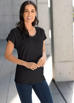 Sale BADER Shirt mit V-Ausschnitt in 2 Farben SCHWARZ