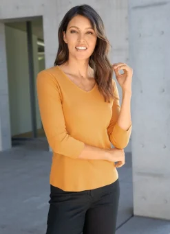 Sale BADER Shirt mit V-Ausschnitt in 10 Farben HONIG