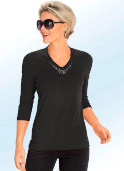 Clearance BADER Shirt mit V-Ausschnitt in 5 Farben SCHWARZ